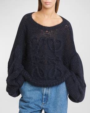 Anagram Cable-Knit Sleeve Sweater