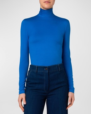 Mock-Neck Long-Sleeve Fitted Shirt