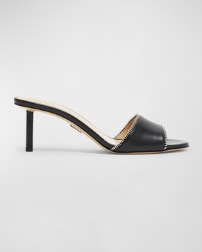 Leather Zippy Stiletto Mule Sandals