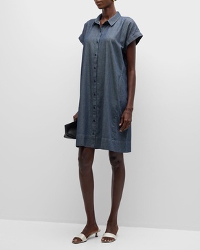 Organic Cotton Twill Shift Shirtdress