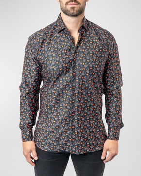 Men's Fibonacci Skull Heart Dress Shirt