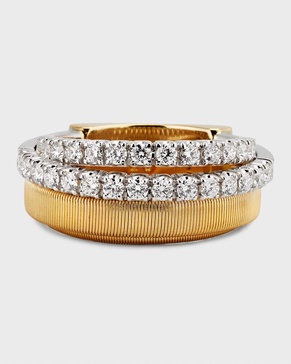 18K Gold Masai Ring with 2 Diamond Bands, Size 7