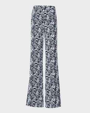 Marla Mini Half Circle Grid-Print Straight-Leg Moss Crepe Pants