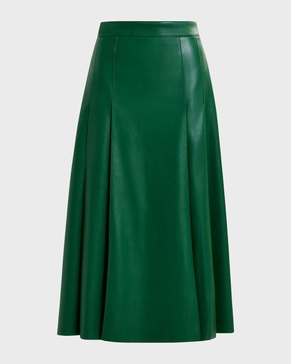 Geeuw Pleated Faux Leather Midi Skirt