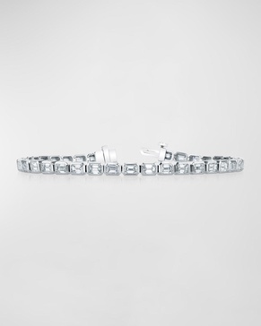 18K Gold East-West Bezel-Set Diamond Tennis Bracelet, 4.30tcw, 7"L