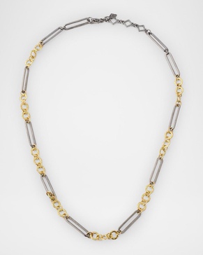 Silver and 18K Yellow Gold Paperclip Link Necklace