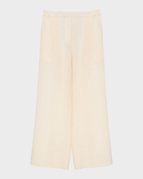 Sofia Floral-Embroidered Linen Pants