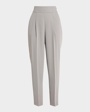 Caro Pleated Tapered-Leg Ankle Techno Pants