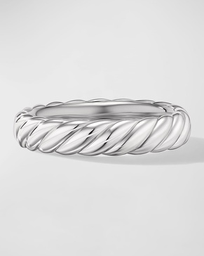 Sculpted Cable Band Ring in 18K White Gold, 4.5mm