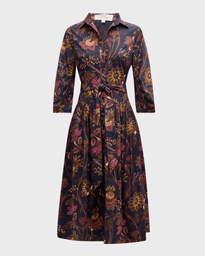 Raya Floral 3/4-Sleeve Midi Shirtdress