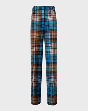 Chiaro Tartan Check Wool Tweed Straight-Leg Pants