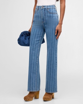 Crosbie Cropped Wide-Leg Stripe Jeans