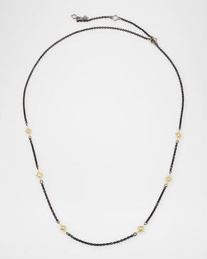 Silver and 18k Yellow Gold Alternating Crivelli Chain Necklace