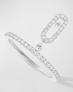 Move Uno 18K White Gold Pavé Drop Diamond Ring