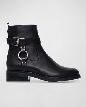 Trya Leather Harness Moto Booties