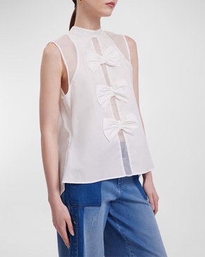 Marceline Bow-Front Mock-Neck Blouse