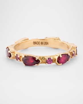 14K Rose Gold Purple Garnet Pears Stacked Ring