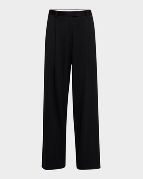 Pleated Wide-Leg Wool Pants