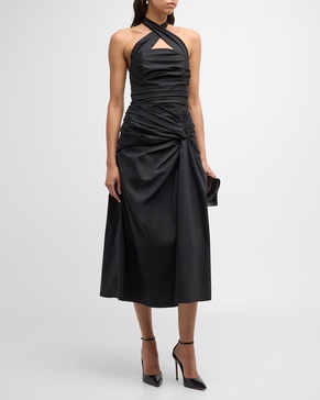 Gathered Halter Midi Dress 