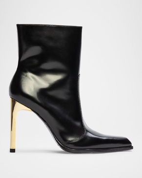 Domino Glossy Leather Ankle Booties