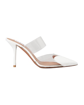 Clear Cap-Toe Mule Pumps