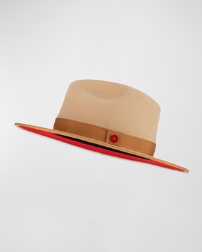 Men's Queen Red-Brim Wool Fedora Hat