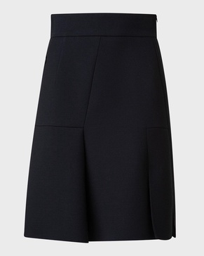 Pleated Wool Doubleface A-Line Skirt