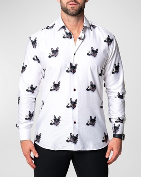 Men's Fibonacci Dog Champagne Sport Shirt