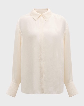 Crinkle Button-Front Shirt