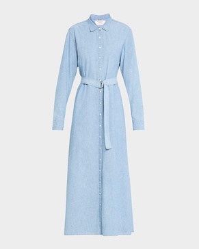 Bowen Belted Cotton Chambray Maxi Shirtdress