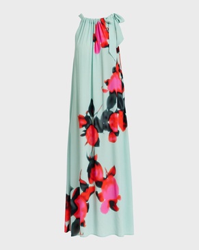 Fotshot Neck-Tie Floral Sleeveless Halter Maxi Dress