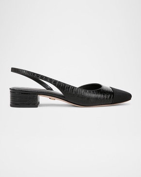 Cecile Lizard-Embossed Slingback Ballerina Flats