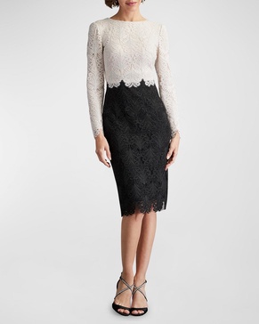 Two-Tone Corded Lace Dress