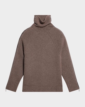 Zipped Wool-Cashmere Turtleneck Sweater