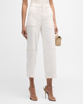 Getty Cropped Denim Utility Pants