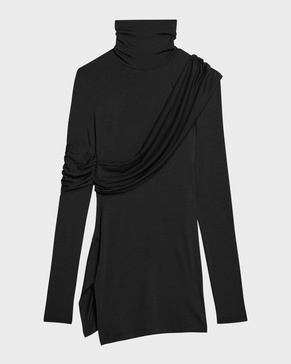 Draped Knit Turtleneck Top