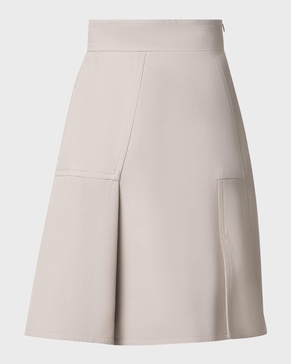 Double-Face Cotton Midi Skirt with Irregular Pleating