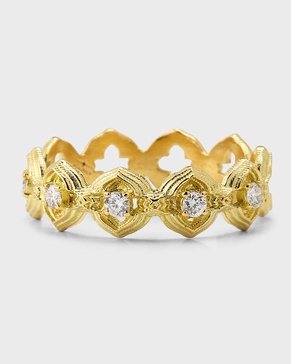 18k Yellow Gold Sueno Scroll Band with White Diamonds