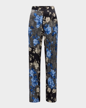 Patchwork Floral-Print Wide-Leg Pants