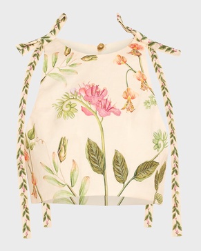 Olmeca Cultivo Floral-Print Linen Crop Top