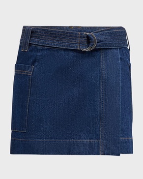 Deanna Belted Denim Mini Skirt 