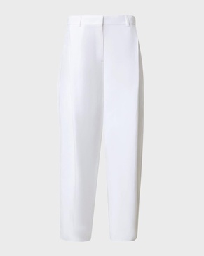 Flori Pleated Straight-Leg Ankle Linen Pants