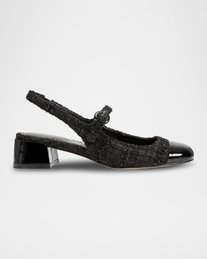 Cap-Toe Mary Jane Slingback Ballerina Pumps