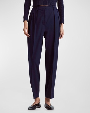 Emmett Double-Pleated Tapered-Leg Ankle Pants