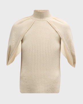 Jeannie Cashmere Turtleneck Cape Tank Top