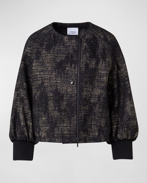 Denim Jacquard Bomber Jacket