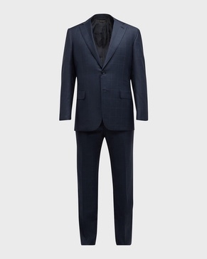 Men's Windowpane Wool-Silk Suit