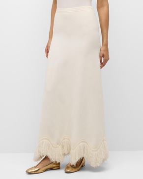 Paulina Long Fringe-Hem Skirt