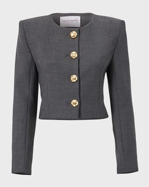 Collarless Cropped Jacket