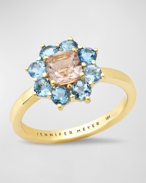 18k Yellow Gold Aquamarine and Morganite Ring